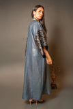 blue crepe dress