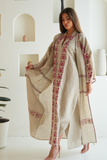Elegant Linen Abaya With  Embroidery