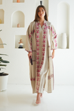 Elegant Linen Abaya With  Embroidery