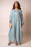 turquoise striped Abaya