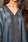 blue crepe dress