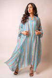 turquoise striped Abaya