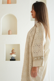 Elegant Embroidered Linen Abaya in Beige