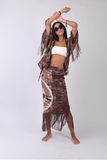 brown warp on skirt