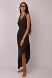 dark green embroidered dress