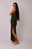 dark green embroidered dress