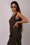 dark green embroidered dress