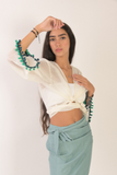 Wrap on top and skirt with tussles finish