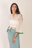 Wrap on top and skirt with tussles finish