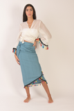 Wrap on top and skirt with tussles finish