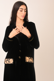 Velvet abaya with gold